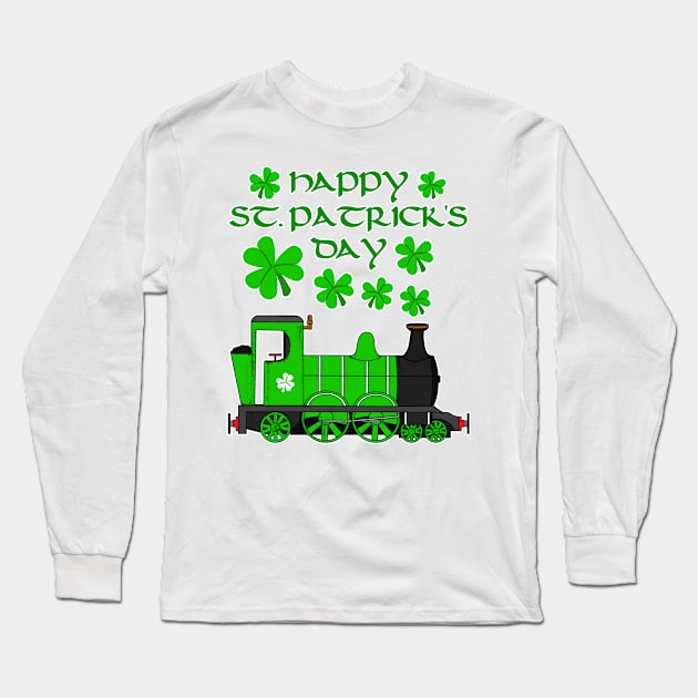 St. Patrick's Day Steam Train Model Railroad Enthusiast Long Sleeve T-Shirt by doodlerob